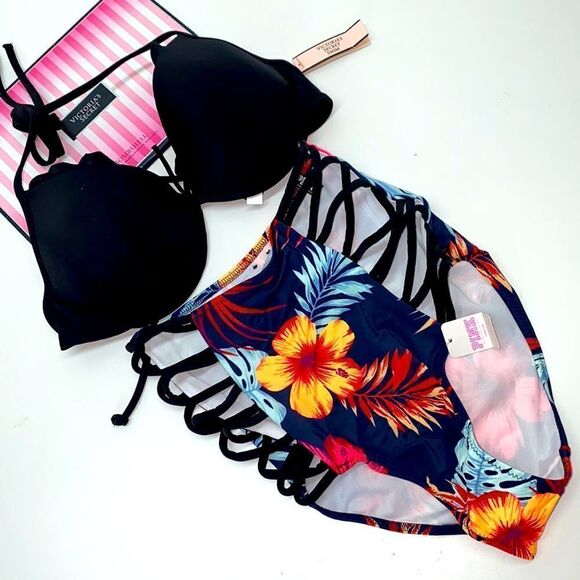🔥VICTORIA SECRET SWIMSUIT 2 pc 34C push-up //Small New #2 - Picture 1 of 9